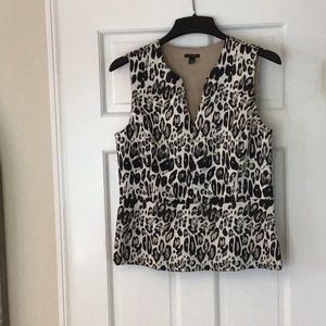 Top, Ann Taylor, side zip, peplum, v-neck lined